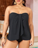 Convertible Halter Bandeau Tankini Flattering Two-Piece Swimsuit with Tummy Control