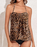 Convertible Halter Bandeau Tankini Flattering Two-Piece Swimsuit with Tummy Control