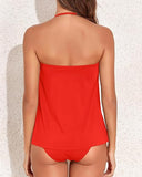 Convertible Halter Bandeau Tankini Flattering Two-Piece Swimsuit with Tummy Control