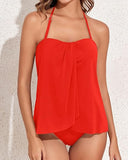 Convertible Halter Bandeau Tankini Flattering Two-Piece Swimsuit with Tummy Control
