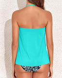 Convertible Halter Bandeau Tankini Flattering Two-Piece Swimsuit with Tummy Control