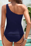 Elegant One-Shoulder Tankini Set Tummy Control Two-Piece Swimwear for Women