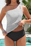 Elegant One-Shoulder Tankini Set Tummy Control Two-Piece Swimwear for Women
