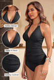 Women’s Halter Tankini Top with V Neck and Tummy Control