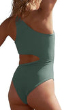 Women’s Ribbed One Shoulder One Piece Swimsuit