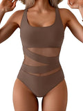 Women’s Mesh One-Piece Swimsuit with Tummy Control
