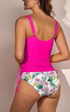 Women’s Wide-Strap Tankini Set with Side Drawstring & Tummy Control
