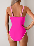 Women’s Color Block One Piece Swimsuit with Tummy Control and Double Straps