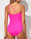 Women’s One Shoulder One Piece Swimsuit with Tummy Control