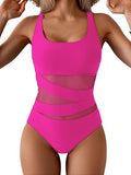 Women’s Mesh One-Piece Swimsuit with Tummy Control
