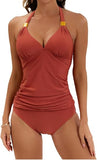 Women’s Halter V-Neck Tankini Set with Tummy Control & Swim Shorts