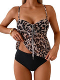 Women’s Tankini Set with Flowy Mesh Top & High-Waisted Bottoms