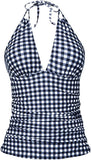 Women’s Halter Tankini Top with V Neck and Tummy Control