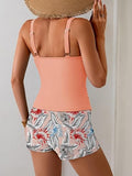 Women’s Modest Tankini Set with Tummy Control & High-Waisted Shorts