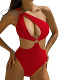 Women’s One Shoulder Cutout One Piece Swimsuit