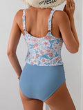 Women’s Tummy Control Two-Piece Tankini with Cutout Back & High-Waisted Bottoms