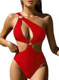 Women’s One Shoulder Cutout One Piece Swimsuit