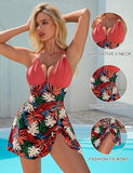 Women’s Tummy Control One Piece Swim Dress with Tie Knot