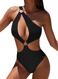 Women’s One Shoulder Cutout One Piece Swimsuit