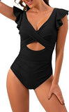 Women's Romantic Ruffle Sleeve V-Neck One-Piece Swimsuit