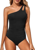 Women’s One Shoulder One Piece Swimsuit with Tummy Control