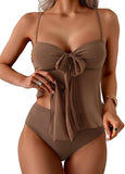 Women’s Tankini Set with Flowy Mesh Top & High-Waisted Bottoms