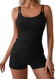 Women’s Modest Tankini Set with Tummy Control & High-Waisted Shorts