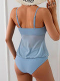 Women’s Tankini Set with Flowy Mesh Top & High-Waisted Bottoms