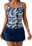 Women’s Drawstring Tankini Set with Skirt & Tummy Control
