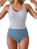 Women’s Tummy Control Two-Piece Tankini with Cutout Back & High-Waisted Bottoms