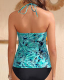 Women’s Halter Tankini Top with V Neck and Tummy Control