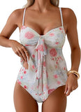 Women’s Tankini Set with Flowy Mesh Top & High-Waisted Bottoms