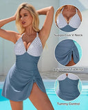 Women’s Tummy Control One Piece Swim Dress with Tie Knot