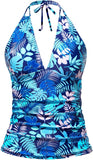 Women’s Halter Tankini Top with V Neck and Tummy Control