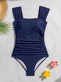 Women’s Retro Square-Neck One-Piece Swimsuit with Tummy Control