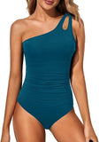 Women’s One Shoulder One Piece Swimsuit with Tummy Control