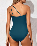 Women’s One Shoulder One Piece Swimsuit with Tummy Control