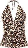 Women’s Halter Tankini Top with V Neck and Tummy Control