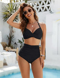 Women’s High Waisted Bikini Set with Tummy Control and Mesh Detail