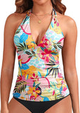 Women’s Halter Tankini Top with V Neck and Tummy Control
