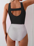 Women’s Tummy Control Two-Piece Tankini with Cutout Back & High-Waisted Bottoms