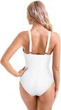 Push Up One Piece Swimsuit with Mesh Panel  Sexy High Waisted Bathing Suit