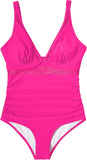 Push Up One Piece Swimsuit with Mesh Panel  Sexy High Waisted Bathing Suit