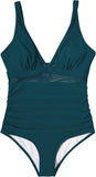 Push Up One Piece Swimsuit with Mesh Panel  Sexy High Waisted Bathing Suit