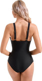 Push Up One Piece Swimsuit with Mesh Panel  Sexy High Waisted Bathing Suit