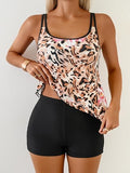 Women’s Floral Scoop-Neck Tankini Set with Tummy Control & Boyshorts