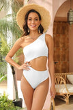 Women’s Ribbed One Shoulder One Piece Swimsuit