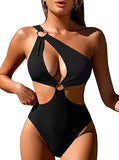 Women’s One Shoulder Cutout One Piece Swimsuit