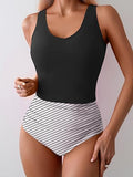 Women’s Tummy Control Two-Piece Tankini with Cutout Back & High-Waisted Bottoms