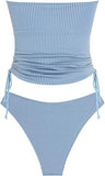 Women’s Bandeau Tankini Swimsuit with Slit and Bow Detail